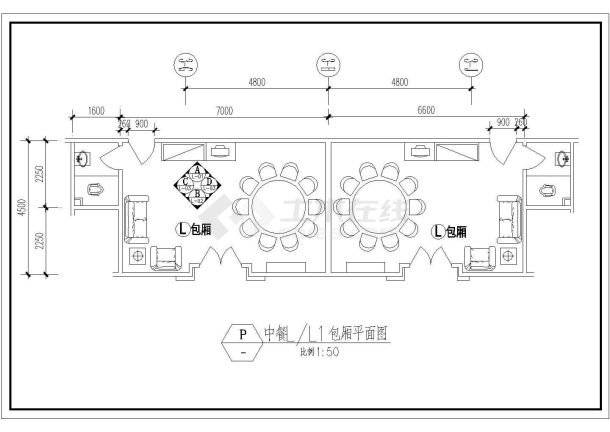 某东海酒店中餐厅CAD室内完整构造装修图-图一