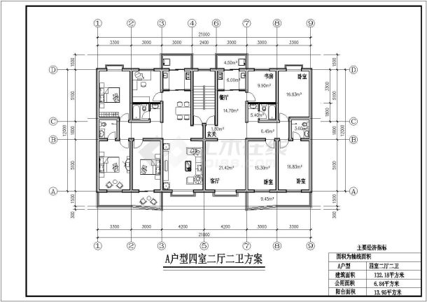 某小区住宅建筑全套户型详细方案设计施工CAD图纸-图一