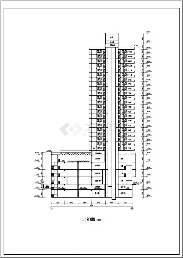 某市中心小区住宅建筑全套方案设计施工CAD图纸-图二