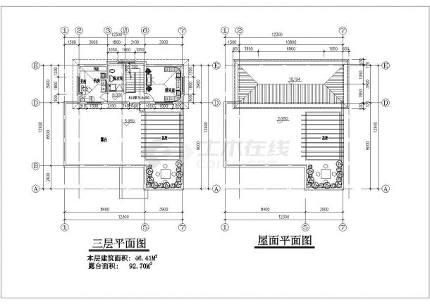 289平米3层砖混结构单体别墅全套平立剖面设计CAD图纸-图一