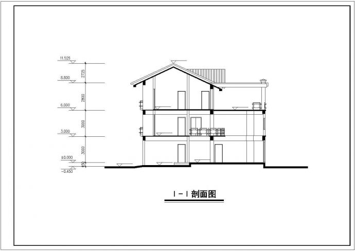 信阳市某村镇354平米三层框混结构单体别墅平立剖面设计CAD图纸_图1