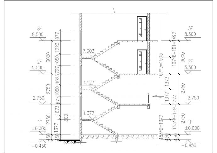 430平米3层框架结构单体别墅平立剖面设计CAD图（含夹层）_图1