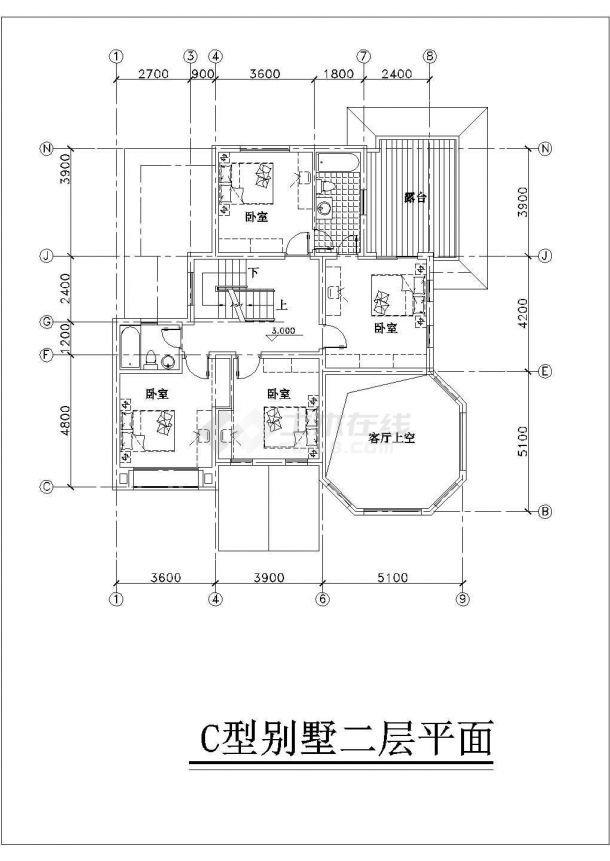 荆门市某村镇329平米3层框混结构独栋别墅平立剖面设计CAD图纸-图一