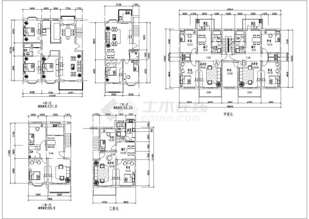 某小区多层转角住宅楼建筑户型设计施工全套方案CAD图纸-图一