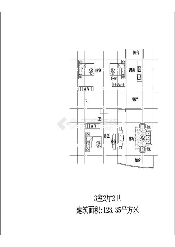 某小区多层住宅楼建筑户型设计施工全套方案CAD图纸-图二