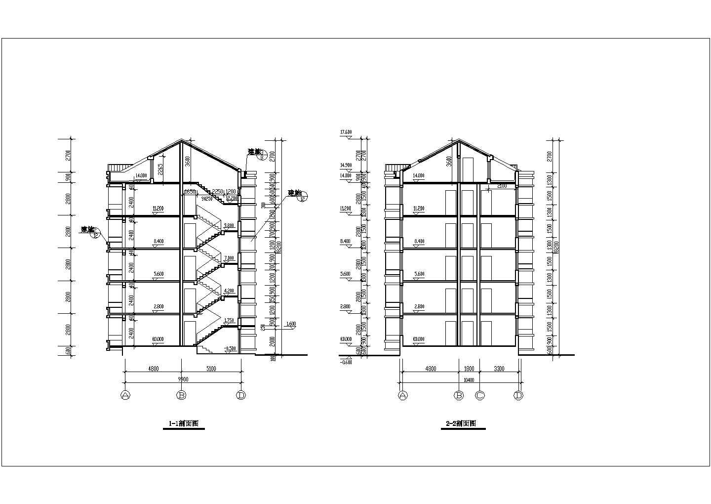 某阁楼住宅建筑设计施工全套方案CAD图纸
