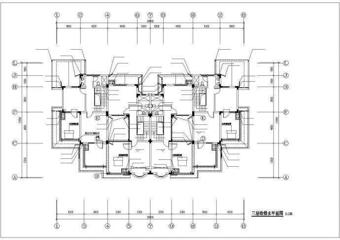 成都市书苑名家小区1000平米3层砖混结构住宅楼给排水设计CAD图纸_图1