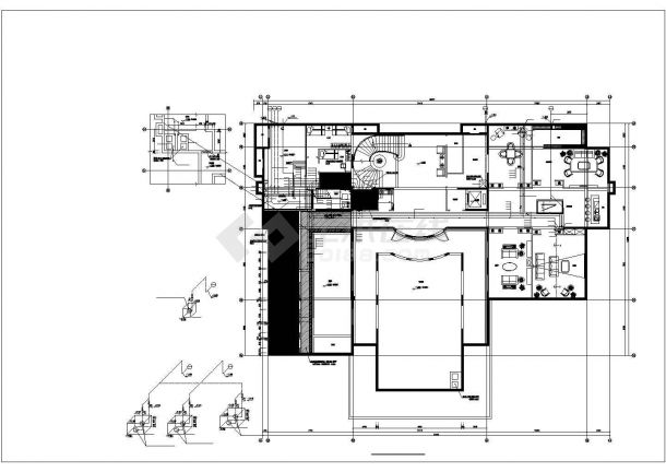 385平米3层框架结构独立别墅给排水设计CAD图纸（含地下室）-图一