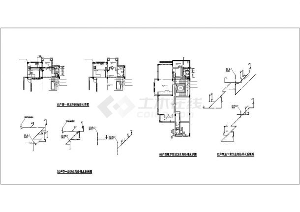 西安市春喜景轩小区550平米3层砖混结构双拼住宅楼给排水设计CAD图-图二