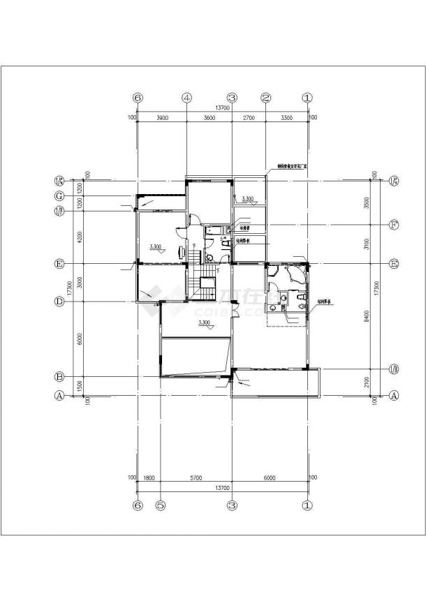 521平米两层混合结构独栋别墅平面给排水设计CAD图纸（含地下室）-图二