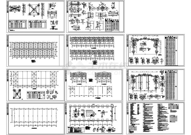 18米单跨钢结构厂房结构施工图（CAD）-图一