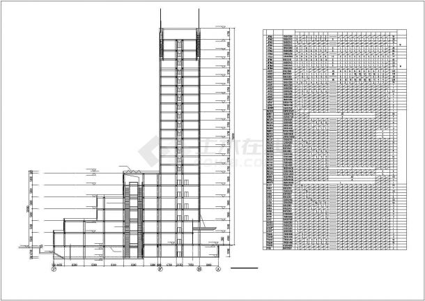功能复杂的综合商业办公楼施工建筑设计cad图,共三张-图一