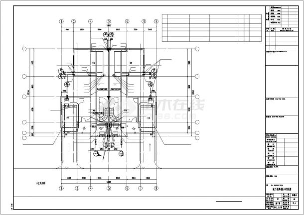3层框混结构双拼别墅平面给排水设计CAD图纸（含负一层/每户390平）-图一