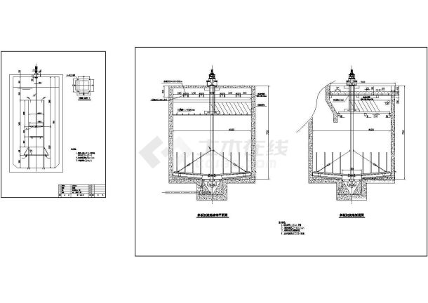 某高效斜板沉淀池结构及刮泥机搅拌机设计cad结构图（标注详细）-图一
