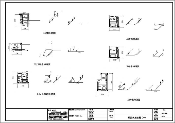 郑州某别墅区543平米3层框架结构单体别墅给排水设计CAD图纸_图1
