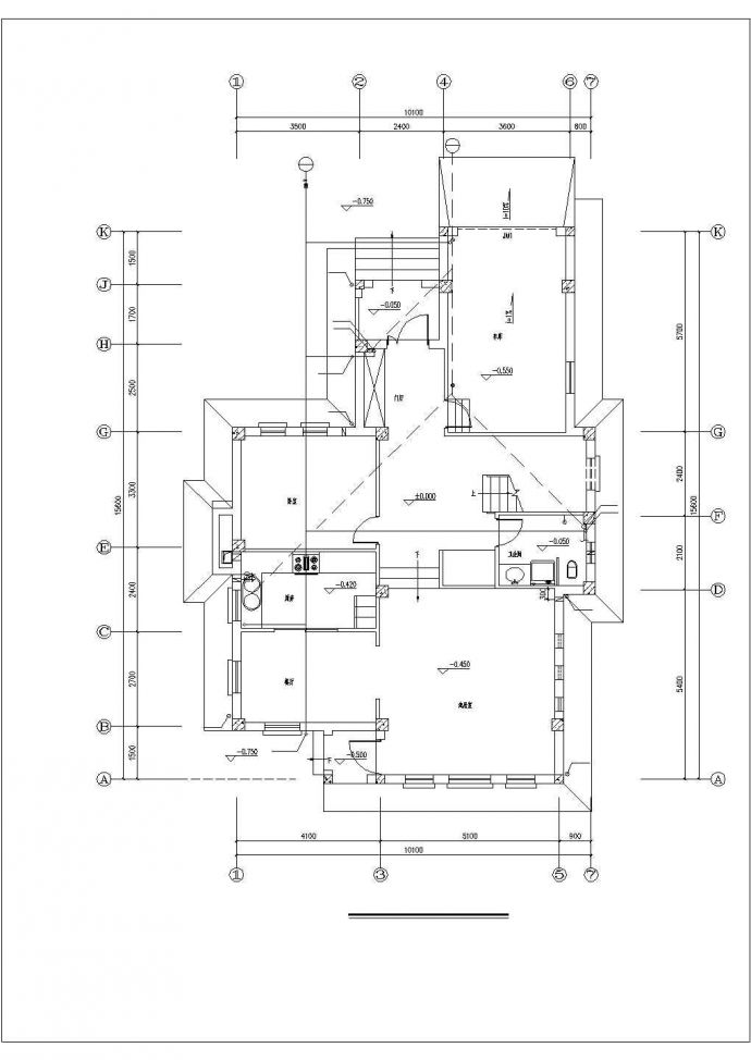 364平米3层框架结构单体别墅全套平面给排水设计CAD图纸_图1