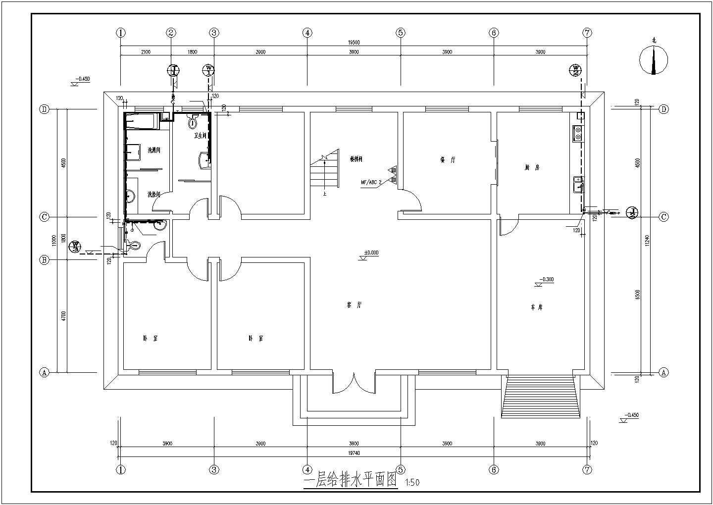 270平米2层框架结构单体别墅全套水暖系统设计CAD图纸