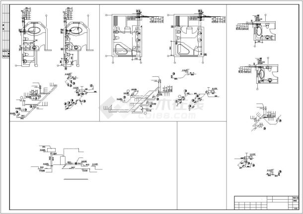245平米2层框混结构独立别墅平面给排水设计CAD图纸-图一