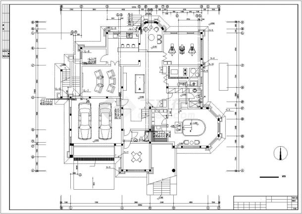 245平米2层框混结构独立别墅平面给排水设计CAD图纸-图二
