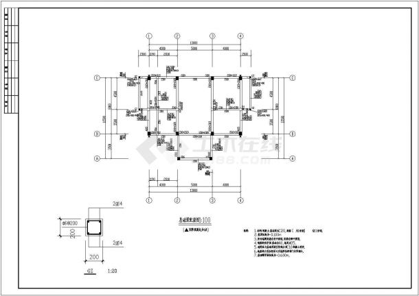 某三层框架结构小型老年活动中心（综合楼）设计cad全套建筑施工图（含设计说明，含结构设计）-图二