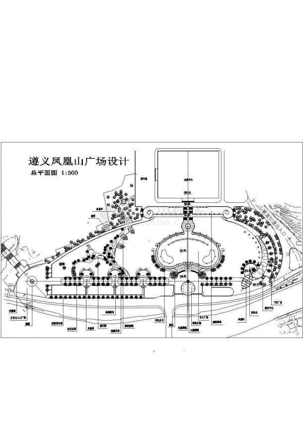 遵义凤凰山广场景观设计全套施工设计cad图（含地形图，设计说明）-图一