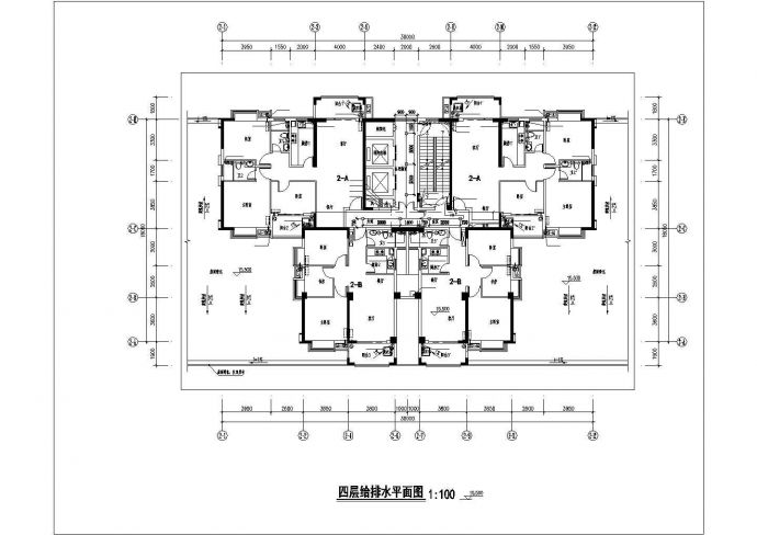 1.5万平米31层框剪结构住宅楼全套给排水设计CAD图纸（1层4户）_图1