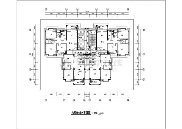 1.5万平米31层框剪结构住宅楼全套给排水设计CAD图纸（1层4户）-图二