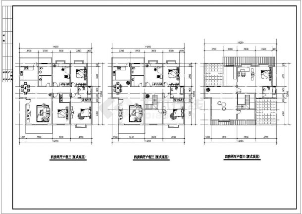 某地住宅楼多种户型CAD设计方案纸-图二