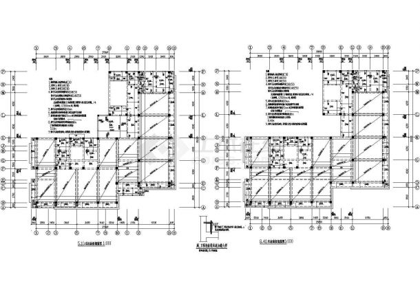 某5层V形框架房产办公楼结构施工图-图二