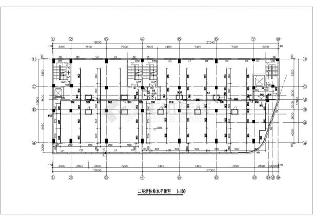 上海某小区10层酒店式公寓楼全套给排水设计CAD图纸-图一