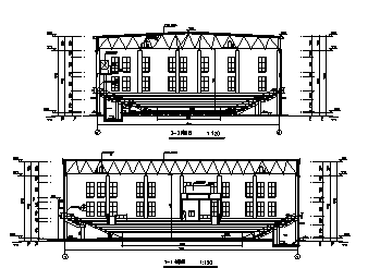 体育馆设计_某市地上二层钢结构体育馆建筑施工cad图(含效果图)-图二