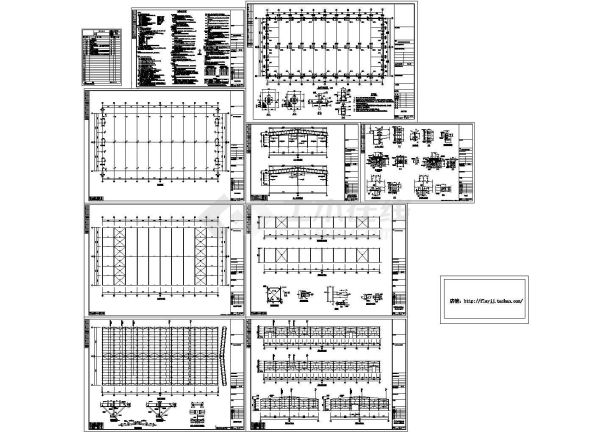 双连跨门式刚架单层封闭式钢结构厂房结施CAD全套图纸-图一