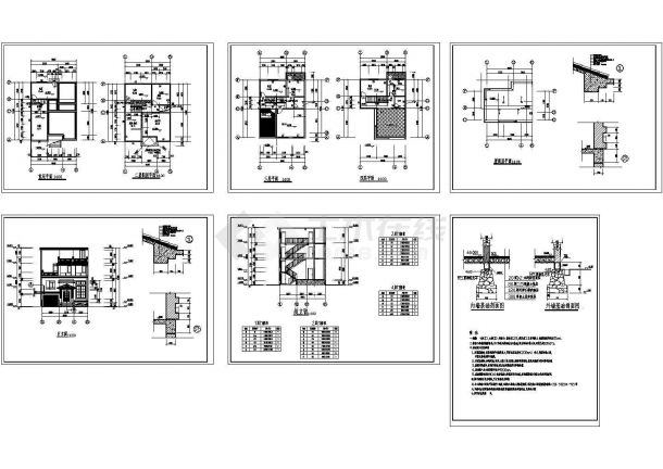 某四层农村自建房设计cad图，共六张-图二