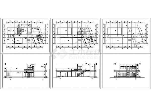 二层现代风车别墅方案设计cad图(含效果图，共六张)-图一