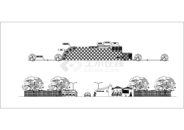 某公园次入口景观 设计cad设计图-图一