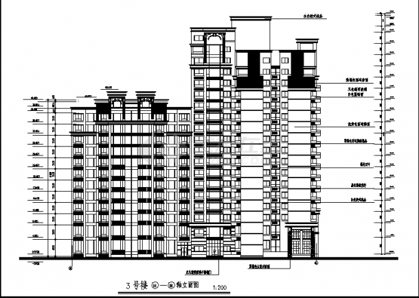 六套高层住宅户型建筑设计施工cad图纸（含设计说明）-图二