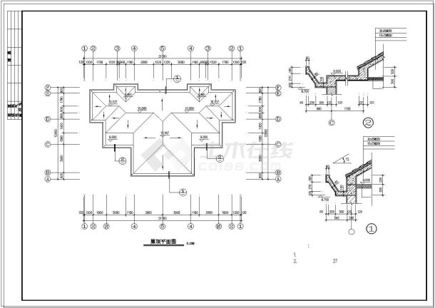 某地高档双拼别墅建筑设计cad施工图-图一