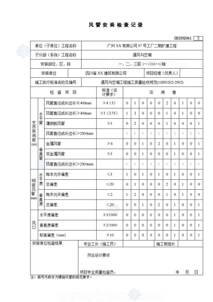 广州某公司厂房通风空调验收资料（一）-图一