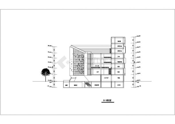 潮州市某社区1.3万平米8层框架结构休闲综合楼平立剖面设计CAD图纸-图一