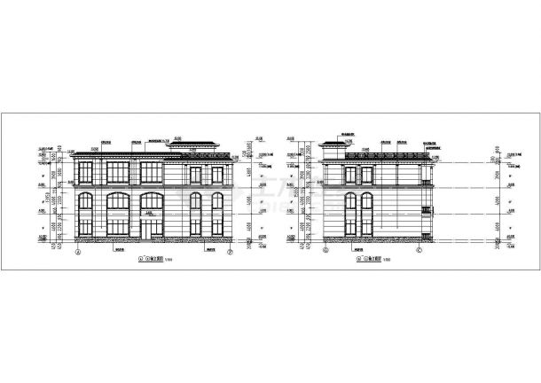 昆山市某社区3260平米3层框架结构私立幼儿园平立剖面设计CAD图纸-图二