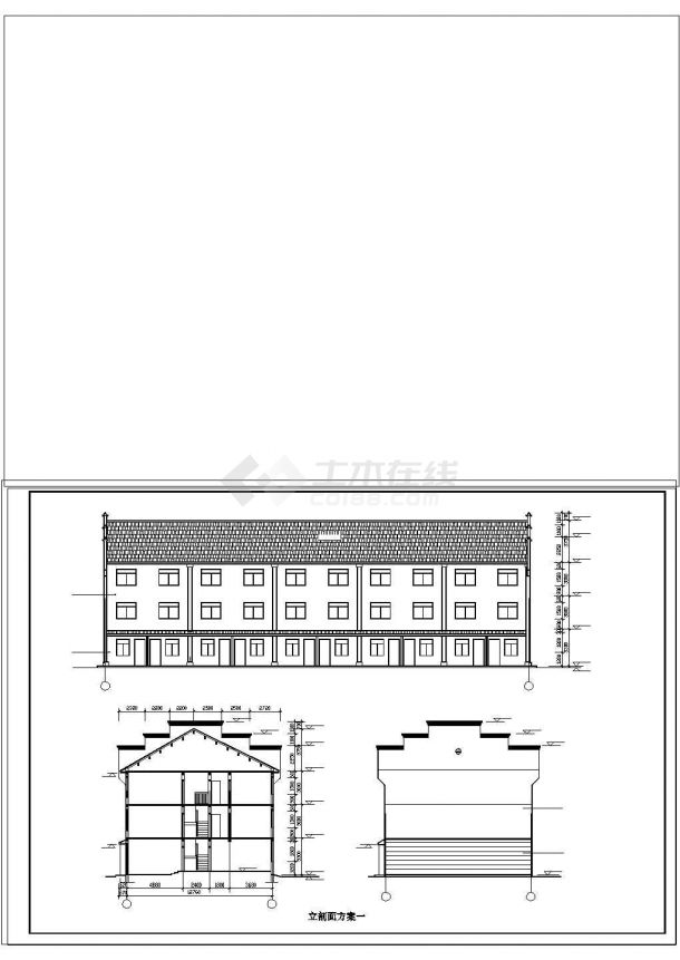 徽派建筑小区住宅和街面房设计方案cad施工图-图二