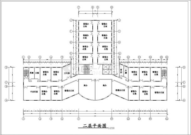 青岛市某学校行政大楼建筑设计CAD布置图-图一