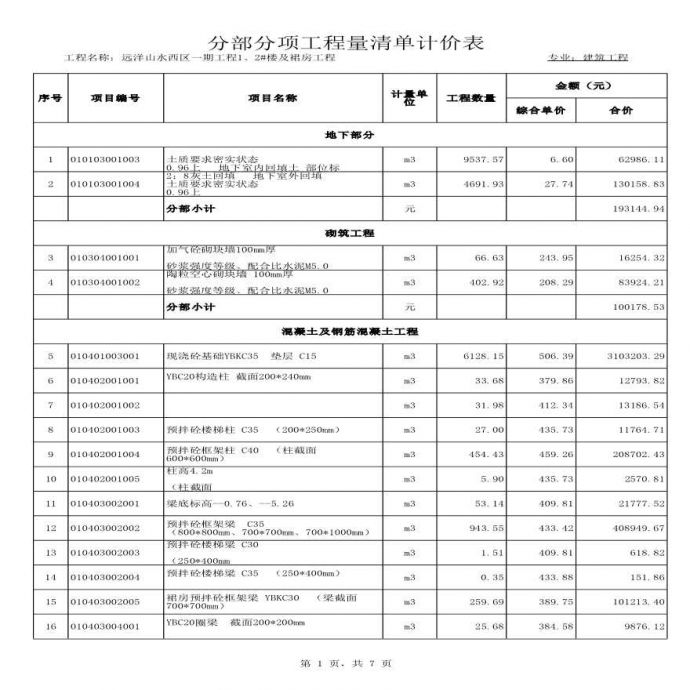 北京某高层住宅清单报价(框剪结构)施工方案_图1