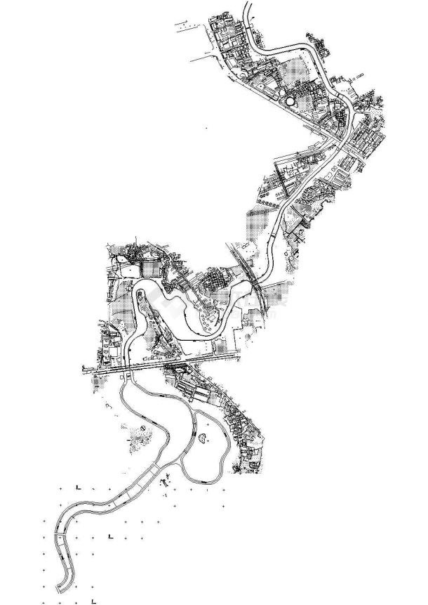 某海口市美舍河滨河公园CAD设计构造部分施工地形-图一