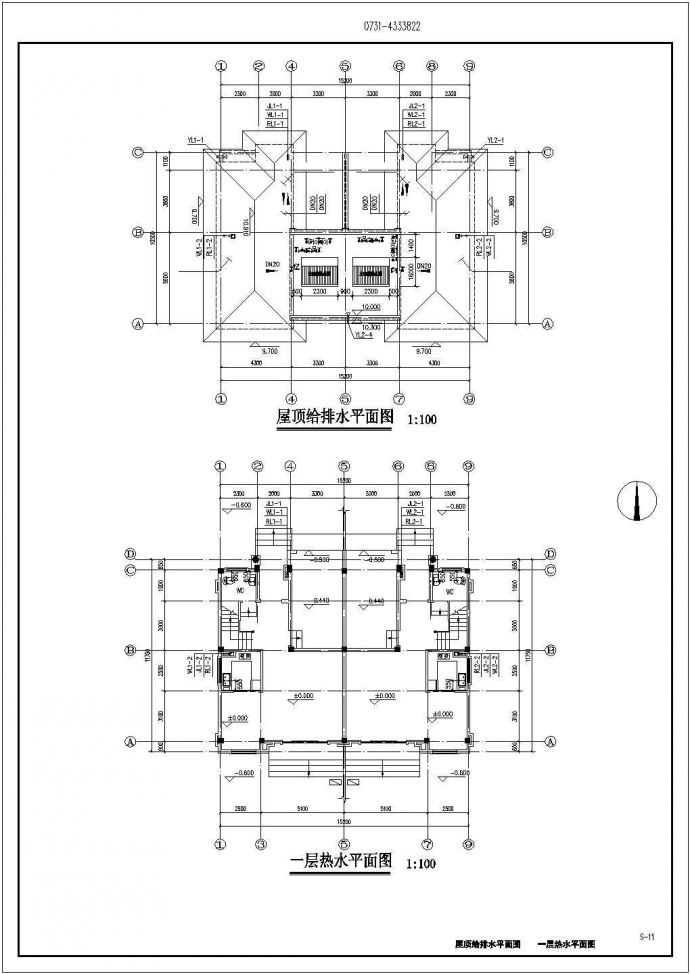 苏州市某小区430平米3层砖混结构住宅楼全套给排水设计CAD图纸_图1