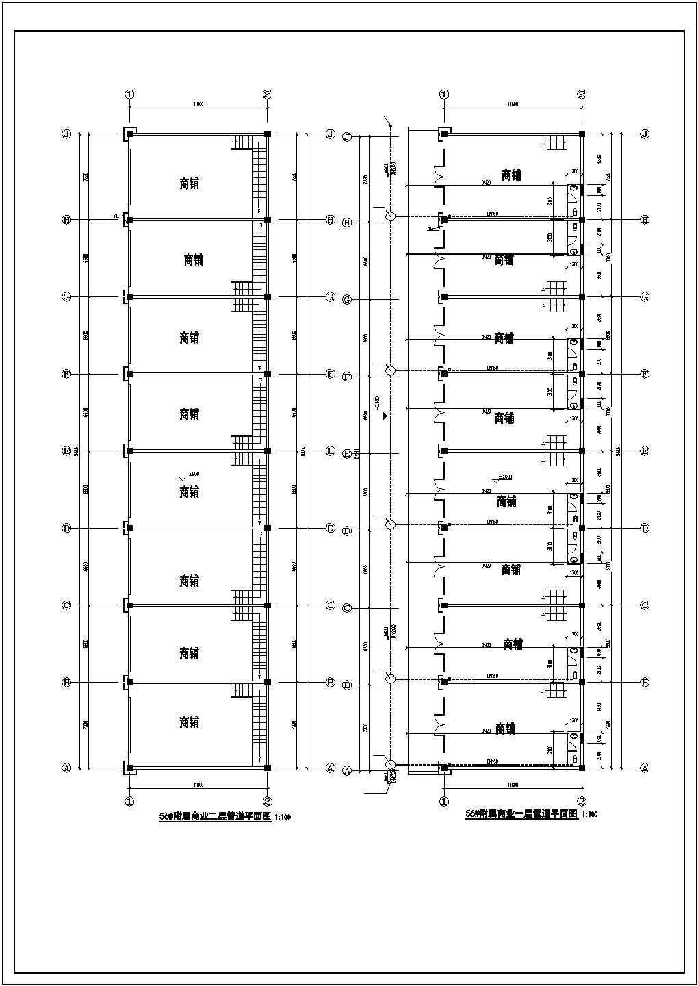 常州市人民西路某临街11层框架结构住宅楼给排水设计CAD图纸