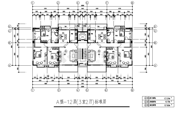 南京一梯二户高层户型住宅楼建筑设计施工cad图纸-图一