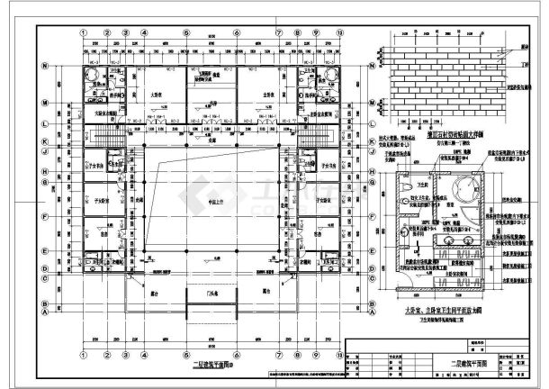 长29.1米 宽27.9米 二层仿古四合院建筑设计施工图-建筑施工图-图二