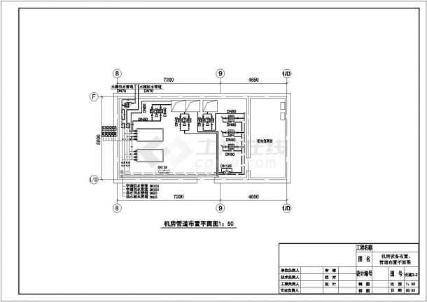 某工程水源热泵中央空调机房设计cad全套施工图（含设计说明）-图二