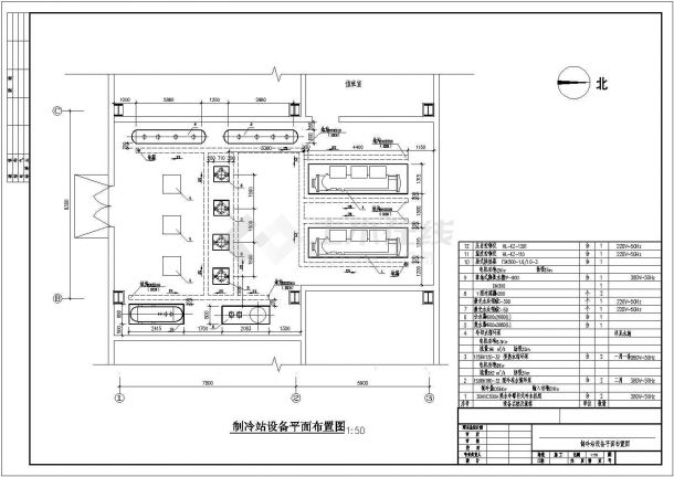 某水冷螺杆机制冷机房设计cad全套施工图（含设计说明）-图二